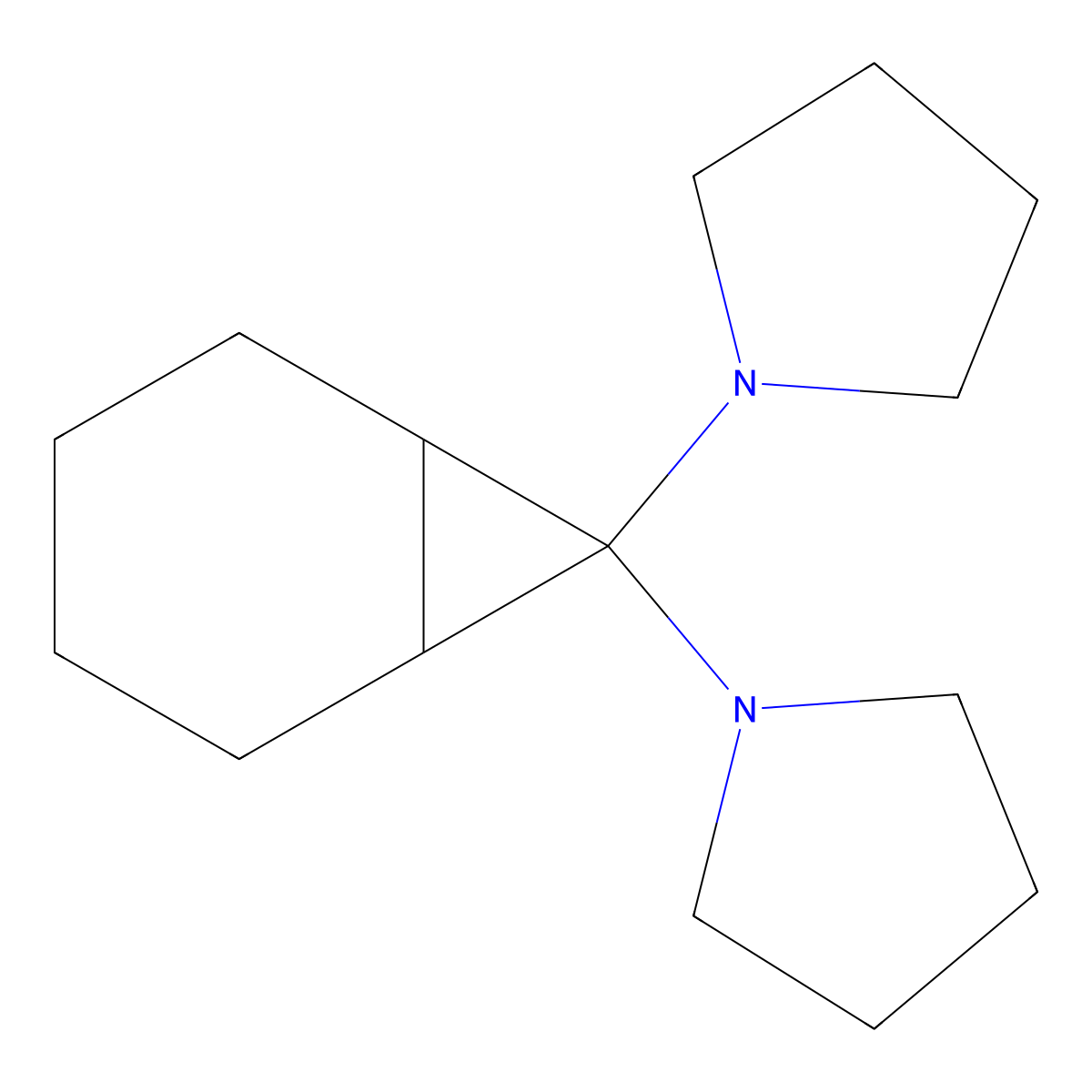 1,1'-(Bicyclo[4.1.0]heptane-7,7-diyl)dipyrrolidine molecular structure, CAS 23479-84-7