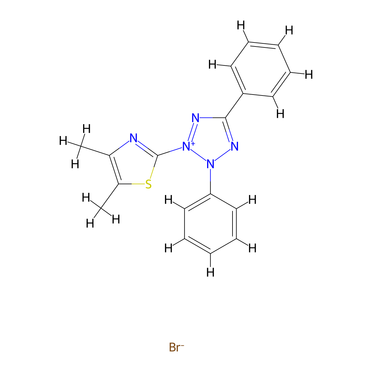 (3-(4,5-Dimethylthiazol-2-yl)-2,5-diphenyltetrazolium bromide) molecular structure, CAS 2348-71-2