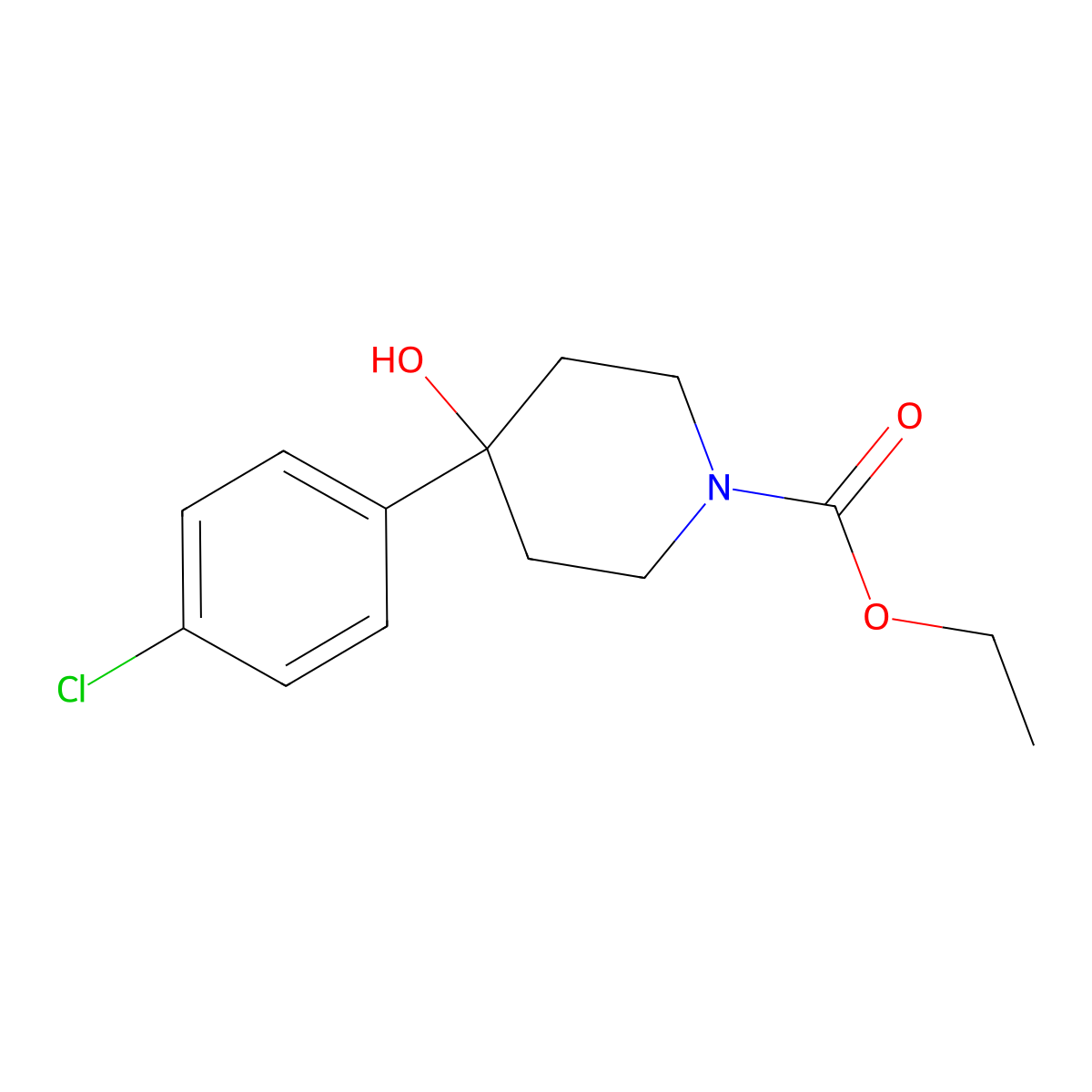 Ethyl 4-(4-chlorophenyl)-4-hydroxypiperidine-1-carboxylate molecular structure, CAS 23482-33-9