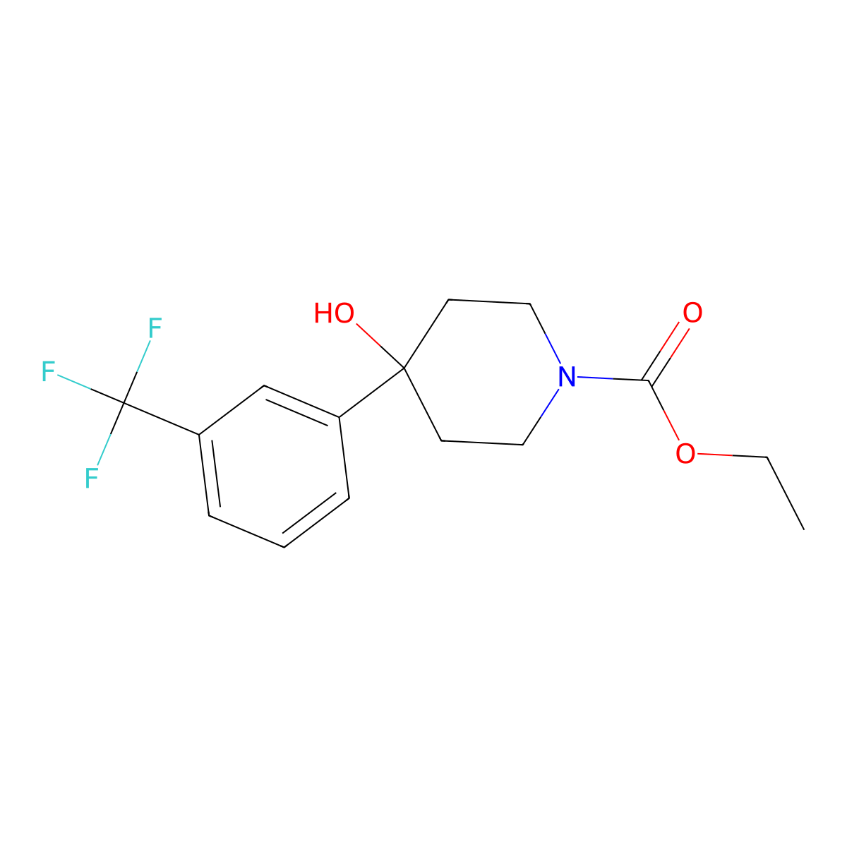 Ethyl 4-hydroxy-4-[3-(trifluoromethyl)phenyl]piperidine-1-carboxylate molecular structure, CAS 23482-34-0