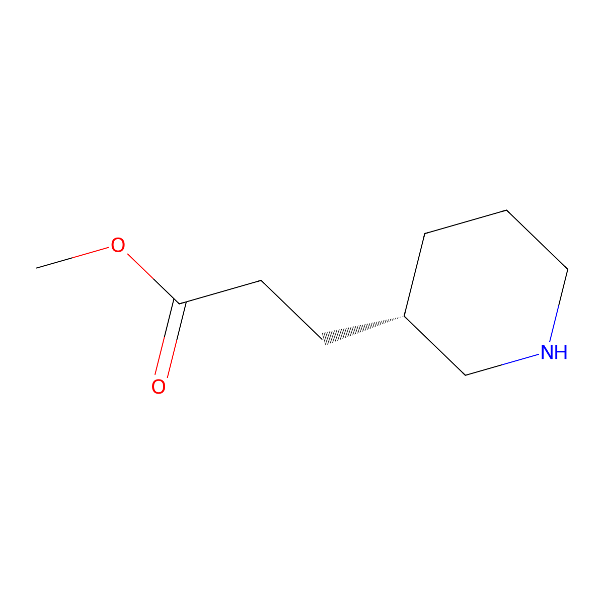 methyl 3-[(3S)-piperidin-3-yl]propanoate molecular structure, CAS 2348279-04-7