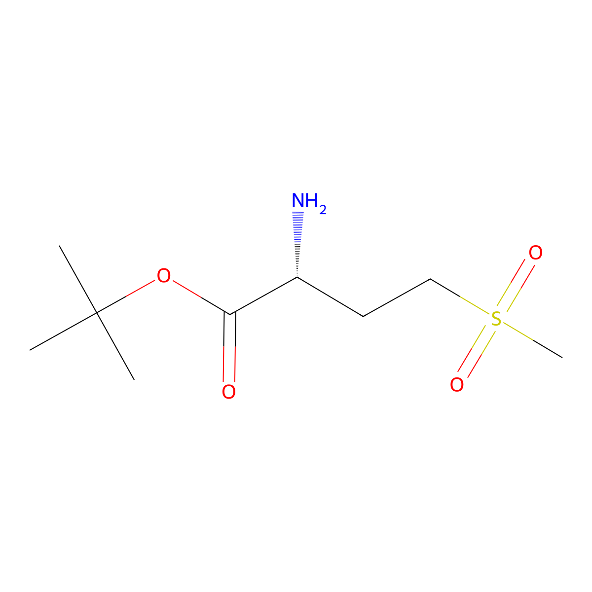 tert-butyl (2R)-2-amino-4-methanesulfonylbutanoate molecular structure, CAS 2348281-56-9