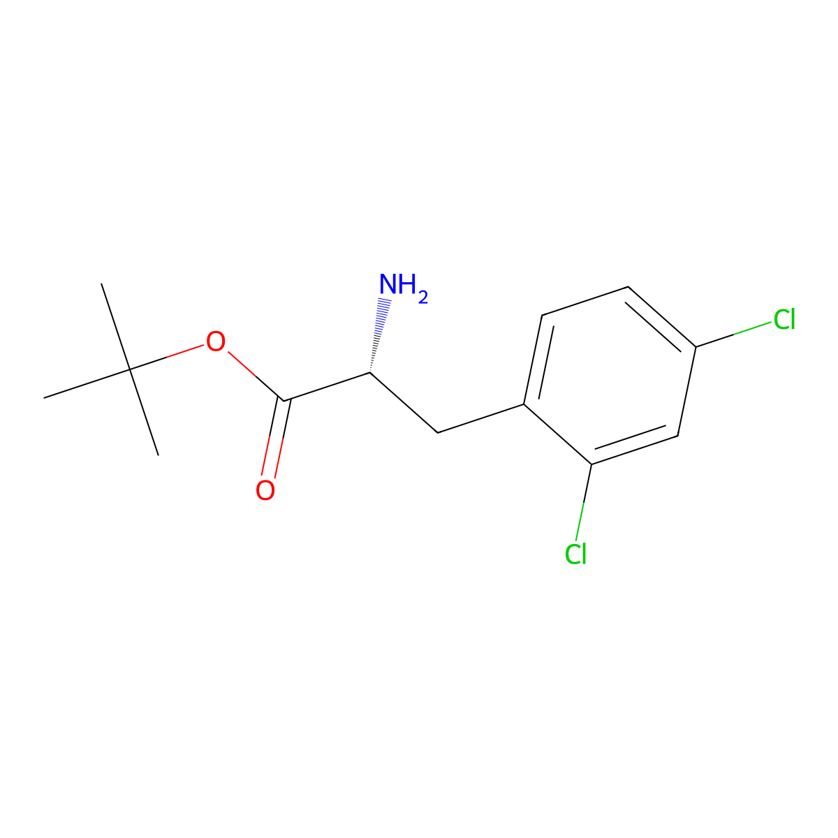 tert-butyl (2R)-2-amino-3-(2,4-dichlorophenyl)propanoate molecular structure, CAS 2348293-90-1
