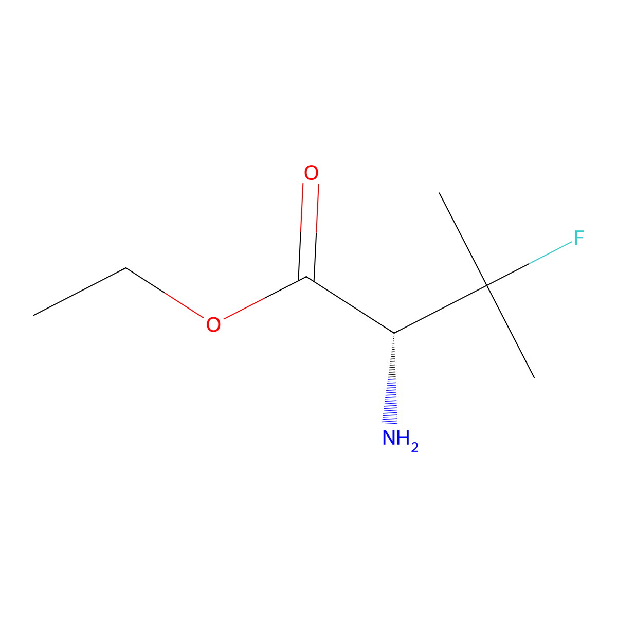 rel-ethyl (2R)-2-amino-3-fluoro-3-methylbutanoate molecular structure, CAS 2348297-29-8