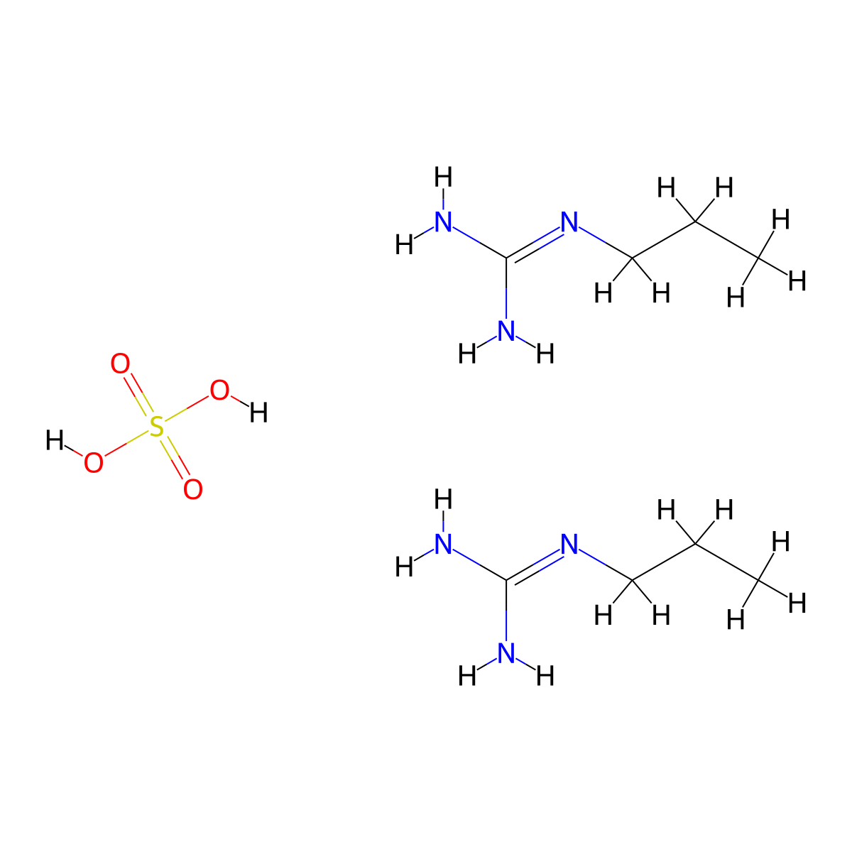 Bis(1-propylguanidine), sulfuric acid molecular structure, CAS 23483-93-4