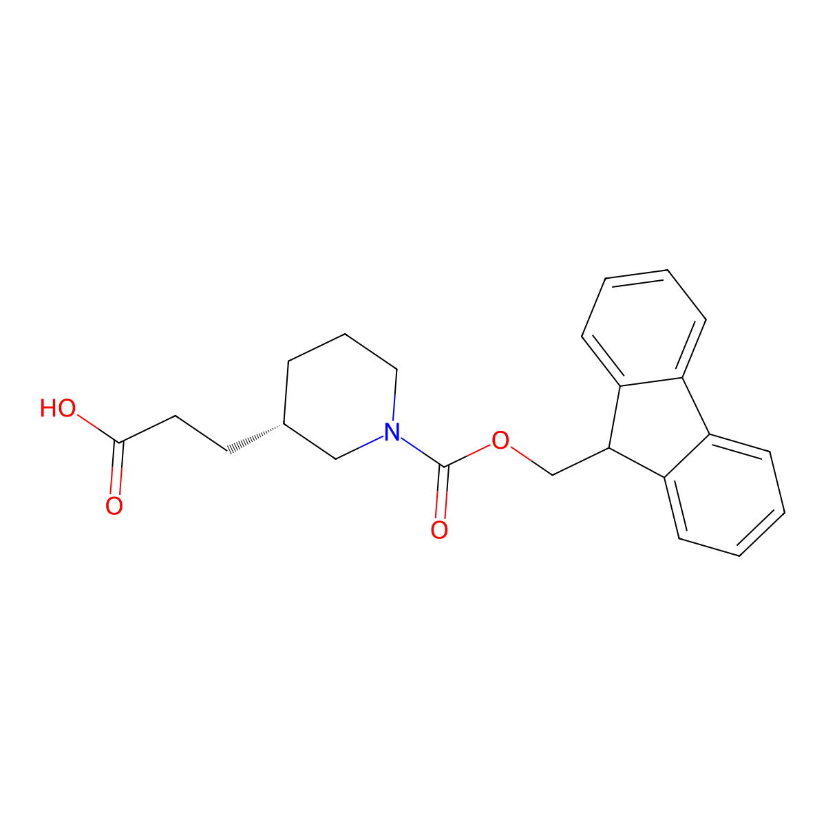 (S)-3-(1-(((9H-fluoren-9-yl)methoxy)carbonyl)piperidin-3-yl)propanoic acid molecular structure, CAS 2348312-03-6