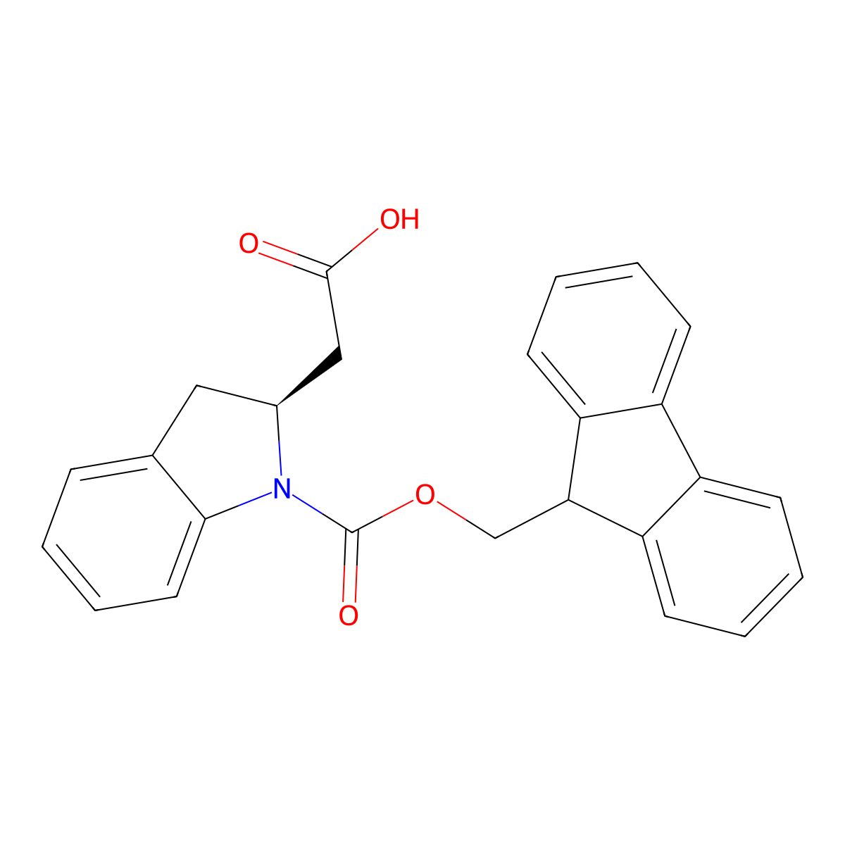 2-[(2S)-1-{[(9H-fluoren-9-yl)methoxy]carbonyl}-2,3-dihydro-1H-indol-2-yl]acetic acid molecular structure, CAS 2348314-05-4