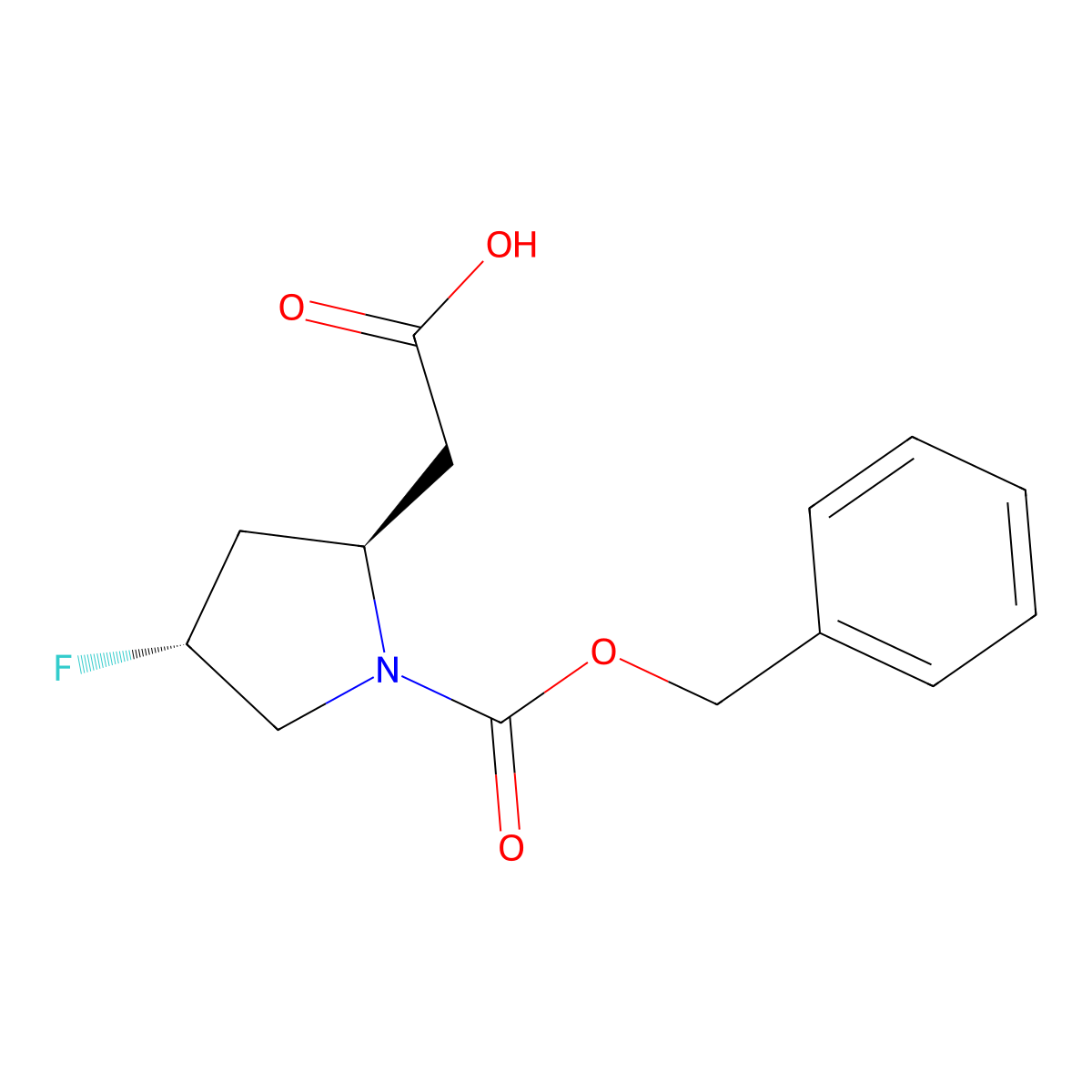 2-[(2R,4R)-1-[(benzyloxy)carbonyl]-4-fluoropyrrolidin-2-yl]acetic acid molecular structure, CAS 2348317-60-0