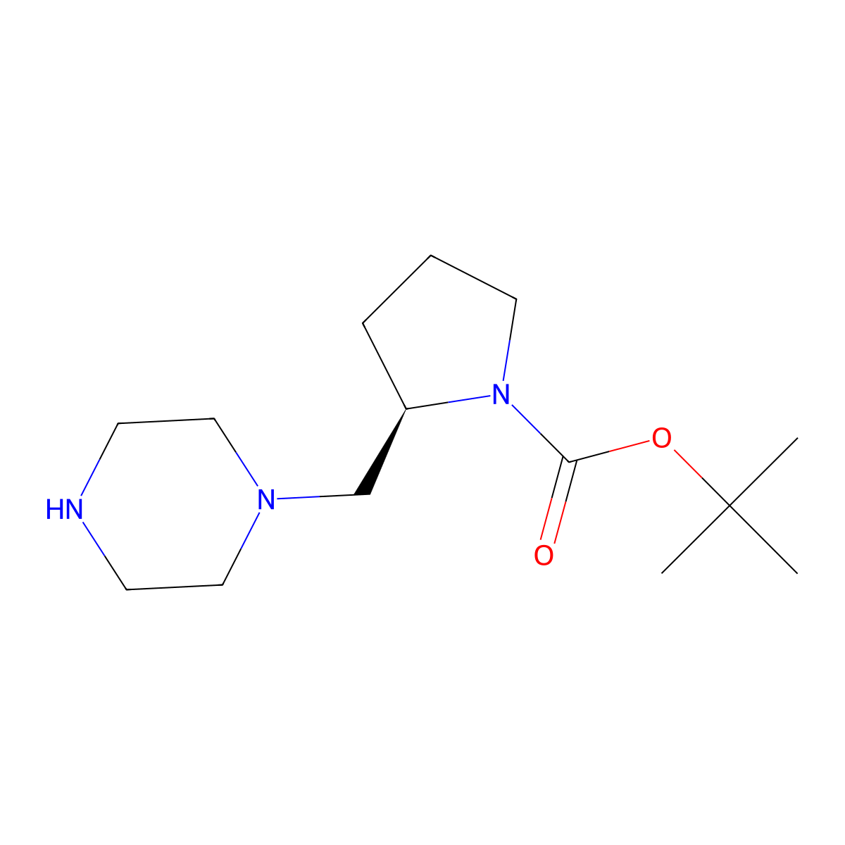 tert-butyl (2R)-2-[(piperazin-1-yl)methyl]pyrrolidine-1-carboxylate molecular structure, CAS 2348320-69-2