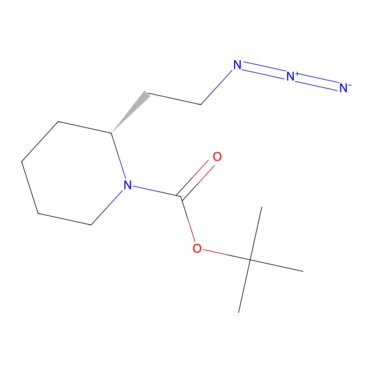 tert-Butyl (2R)-2-(2-azidoethyl)piperidine-1-carboxylate molecular structure, CAS 2348321-32-2