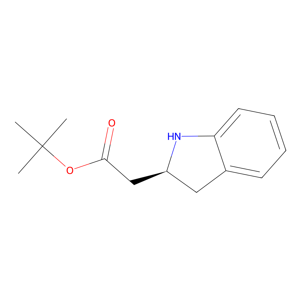 tert-butyl 2-[(2S)-2,3-dihydro-1H-indol-2-yl]acetate molecular structure, CAS 2348325-54-0
