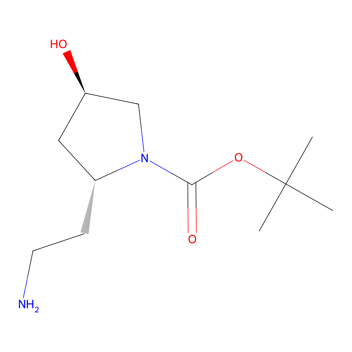 tert-butyl (2R,4R)-2-(2-aminoethyl)-4-hydroxypyrrolidine-1-carboxylate molecular structure, CAS 2348329-05-3