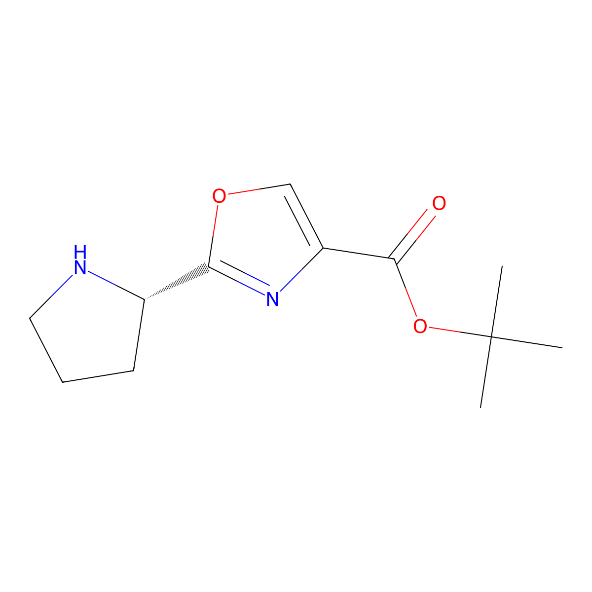 tert-butyl 2-[(2S)-pyrrolidin-2-yl]-1,3-oxazole-4-carboxylate molecular structure, CAS 2348336-15-0