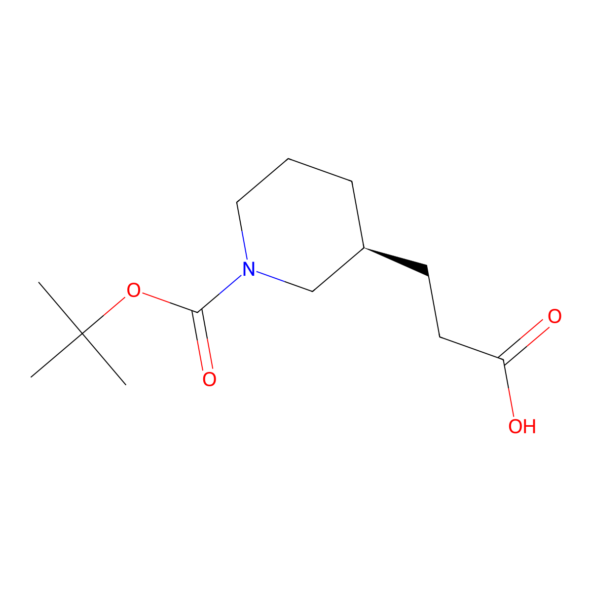 3-((3S)-1-((tert-butoxy)carbonyl)piperidin-3-yl)propanoic acid molecular structure, CAS 2348342-15-2