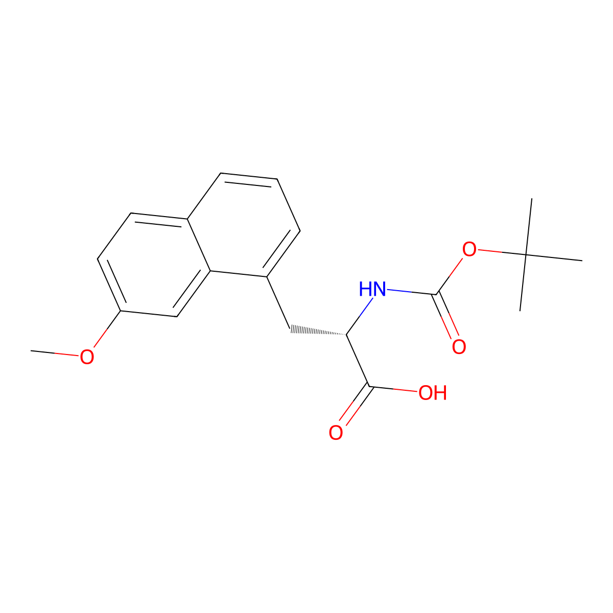 (2S)-2-{[(tert-butoxy)carbonyl]amino}-3-(7-methoxynaphthalen-1-yl)propanoic acid molecular structure, CAS 2348342-70-9