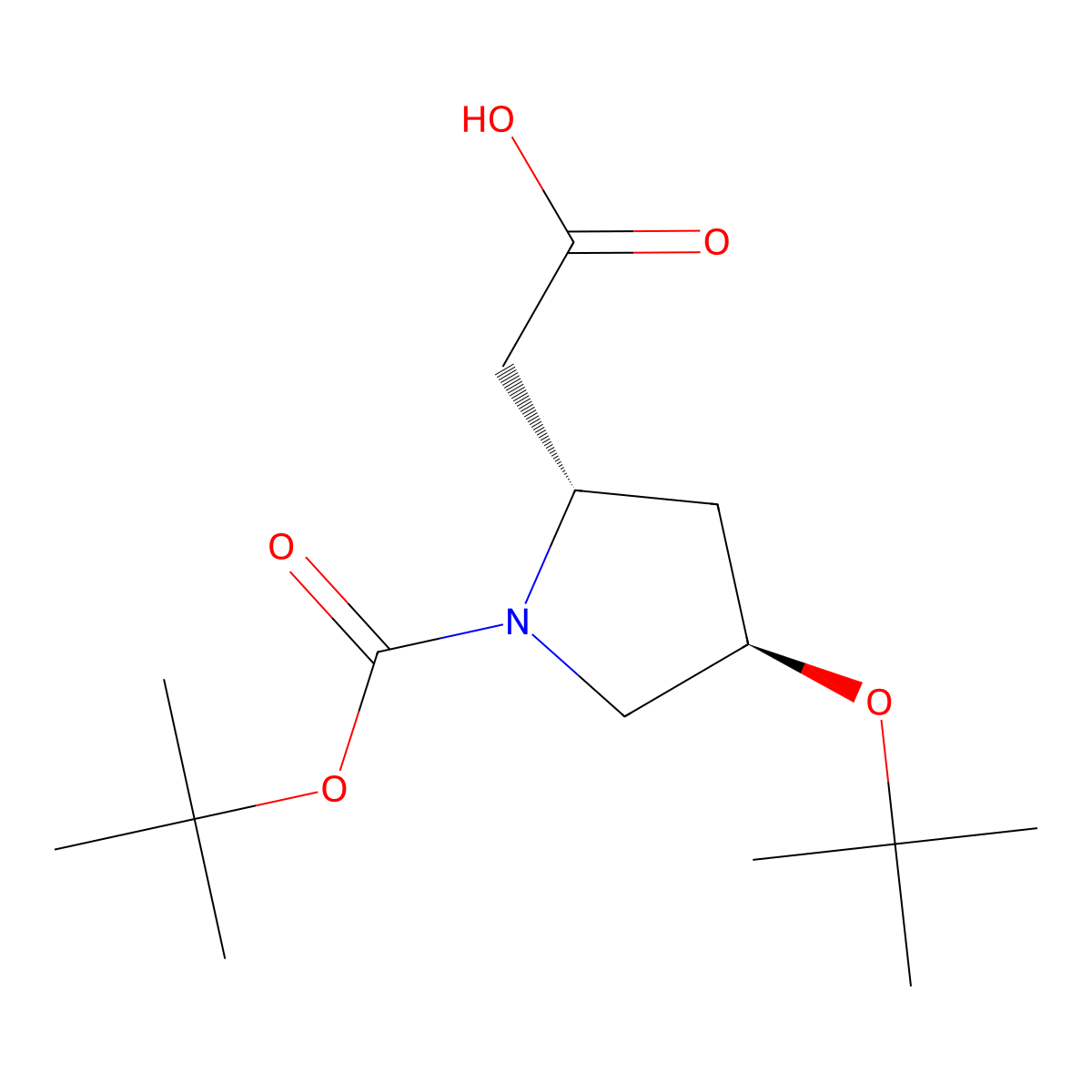 2-[(2S,4R)-4-(tert-butoxy)-1-[(tert-butoxy)carbonyl]pyrrolidin-2-yl]acetic acid molecular structure, CAS 2348348-83-2