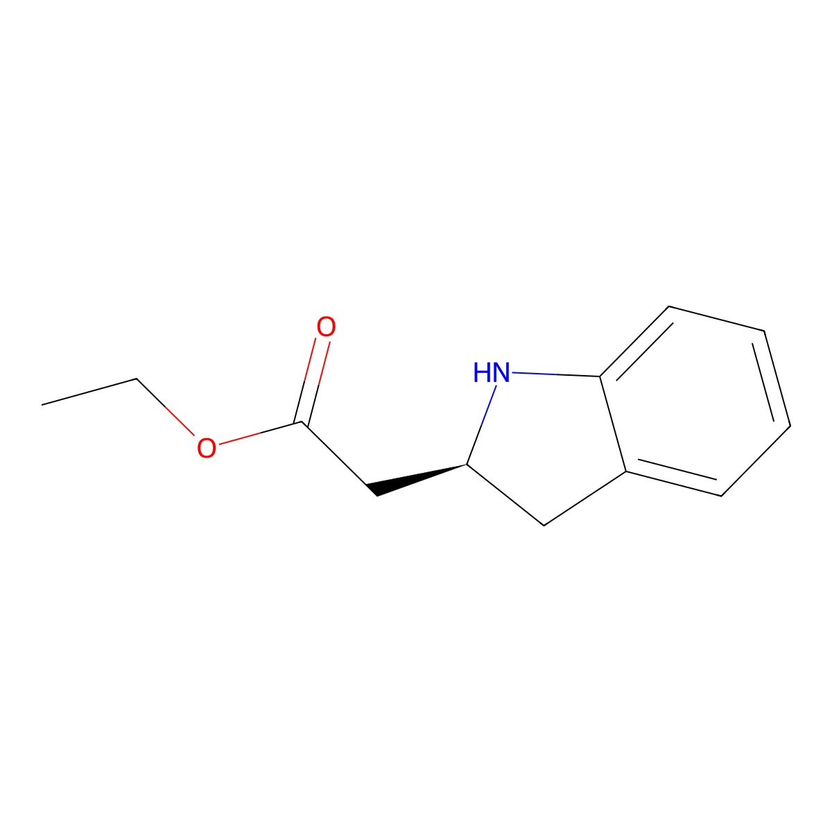 ethyl 2-[(2S)-2,3-dihydro-1H-indol-2-yl]acetate molecular structure, CAS 2348349-16-4