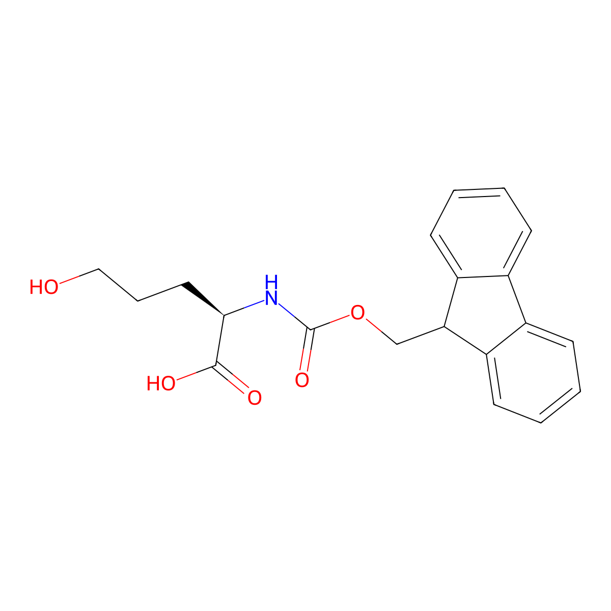 (R)-2-((((9H-Fluoren-9-YL)methoxy)carbonyl)amino)-5-hydroxypentanoic acid molecular structure, CAS 2348351-19-7