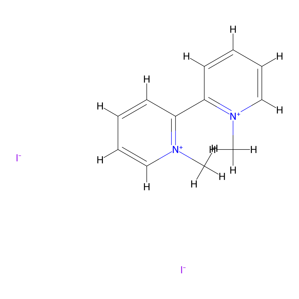 1,1'-Dimethyl-2,2'-bipyridinium diiodide molecular structure, CAS 23484-62-0