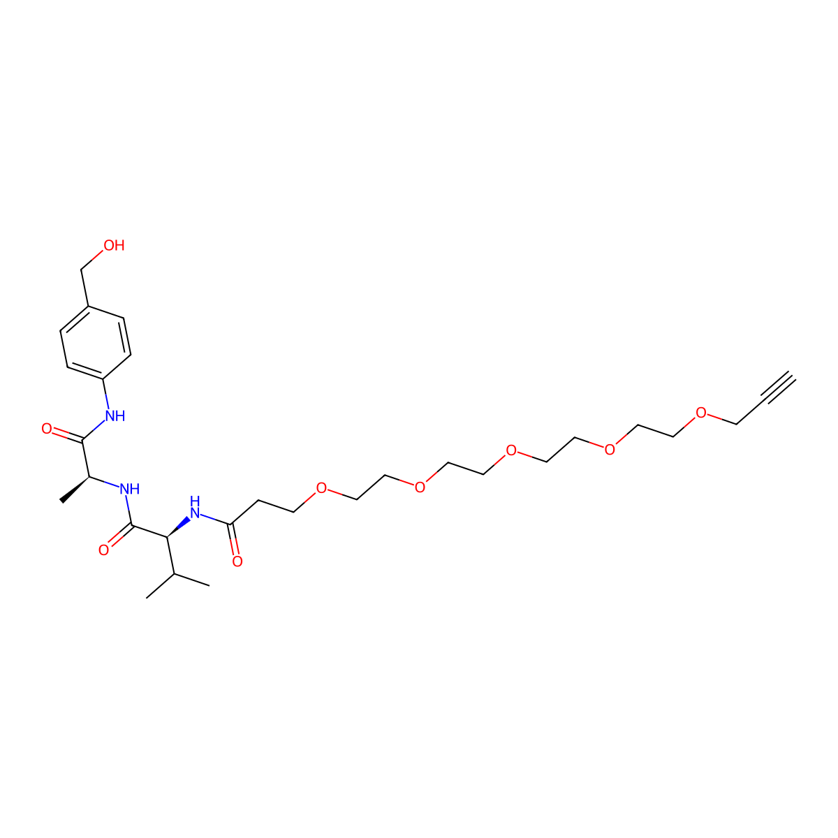 Alkyne-PEG(4)-Val-Ala-PAB molecular structure, CAS 2348405-90-1