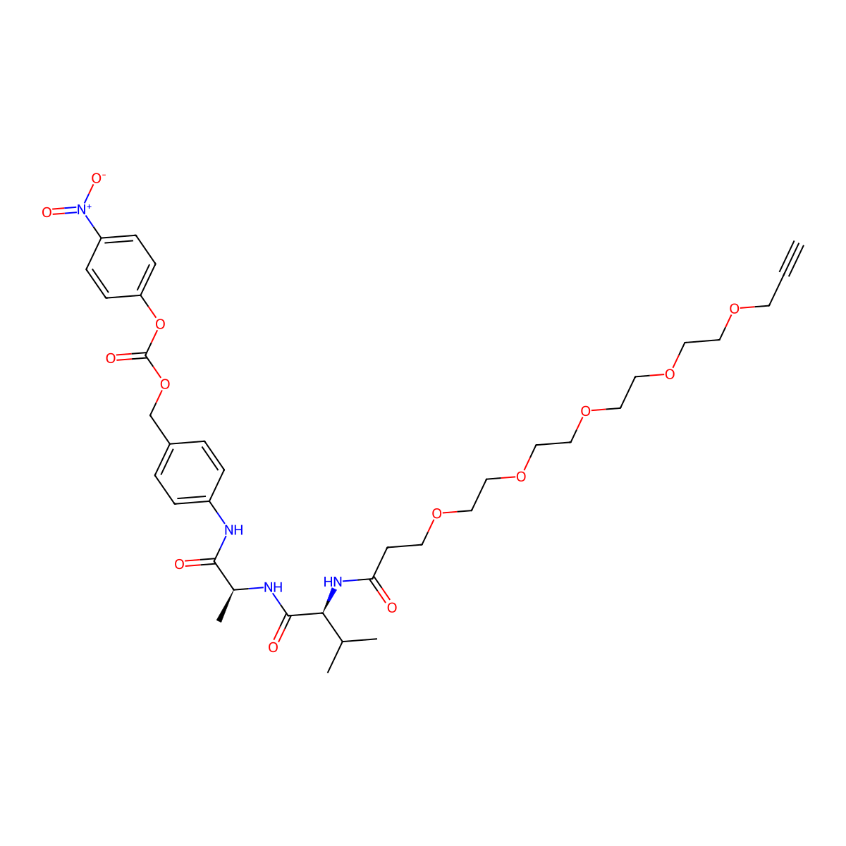 Alkyne-PEG(4)-Val-Ala-PAB-PNP molecular structure, CAS 2348405-91-2