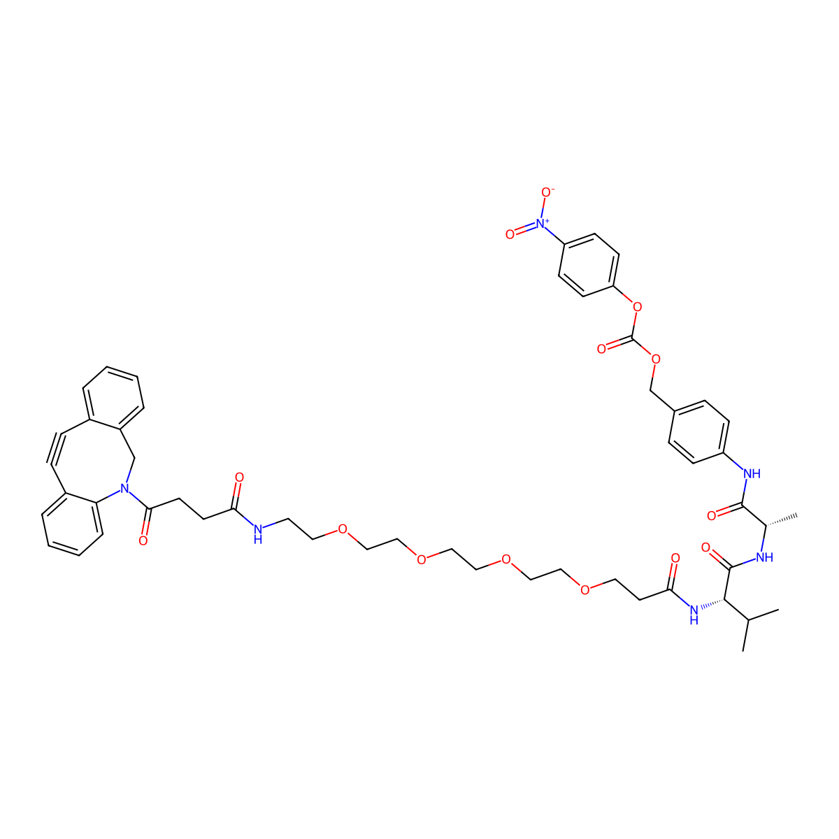 DBCO-PEG4-Val-Ala-PAB-PNP molecular structure, CAS 2348405-93-4