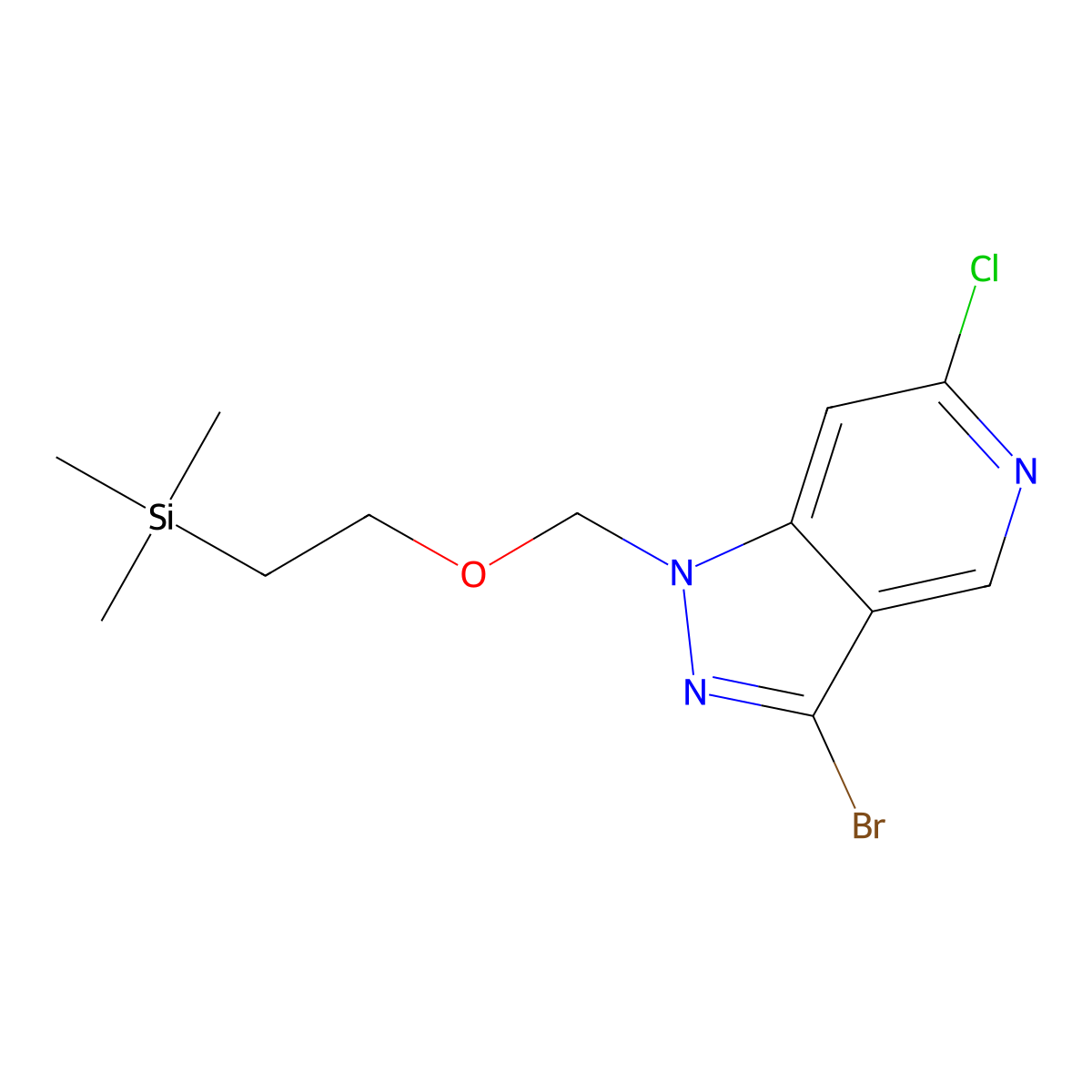 3-Bromo-6-chloro-1-((2-(trimethylsilyl)ethoxy)methyl)-1H-pyrazolo[4,3-c]pyridine molecular structure, CAS 2348512-74-1