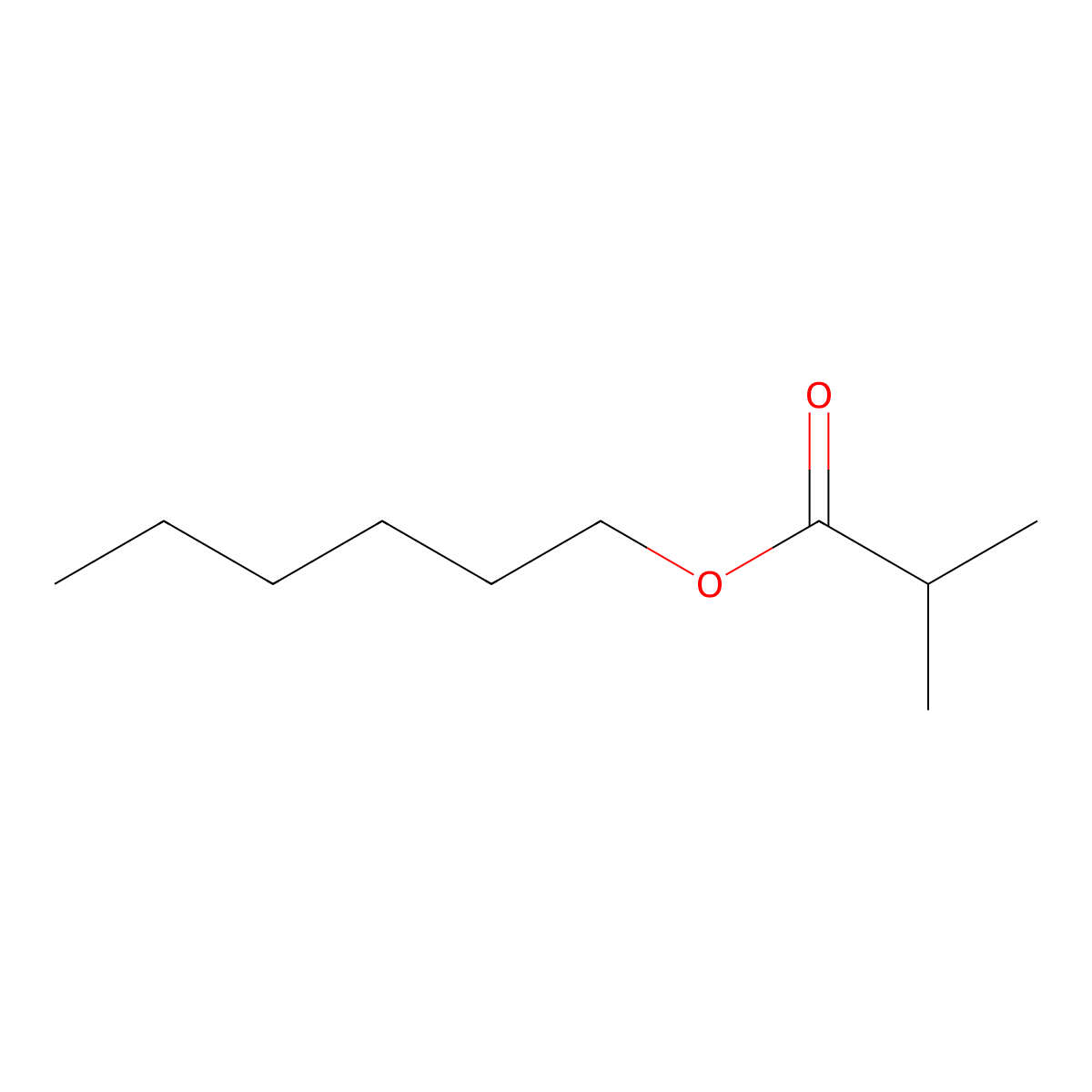 Hexyl isobutyrate molecular structure, CAS 2349-07-7