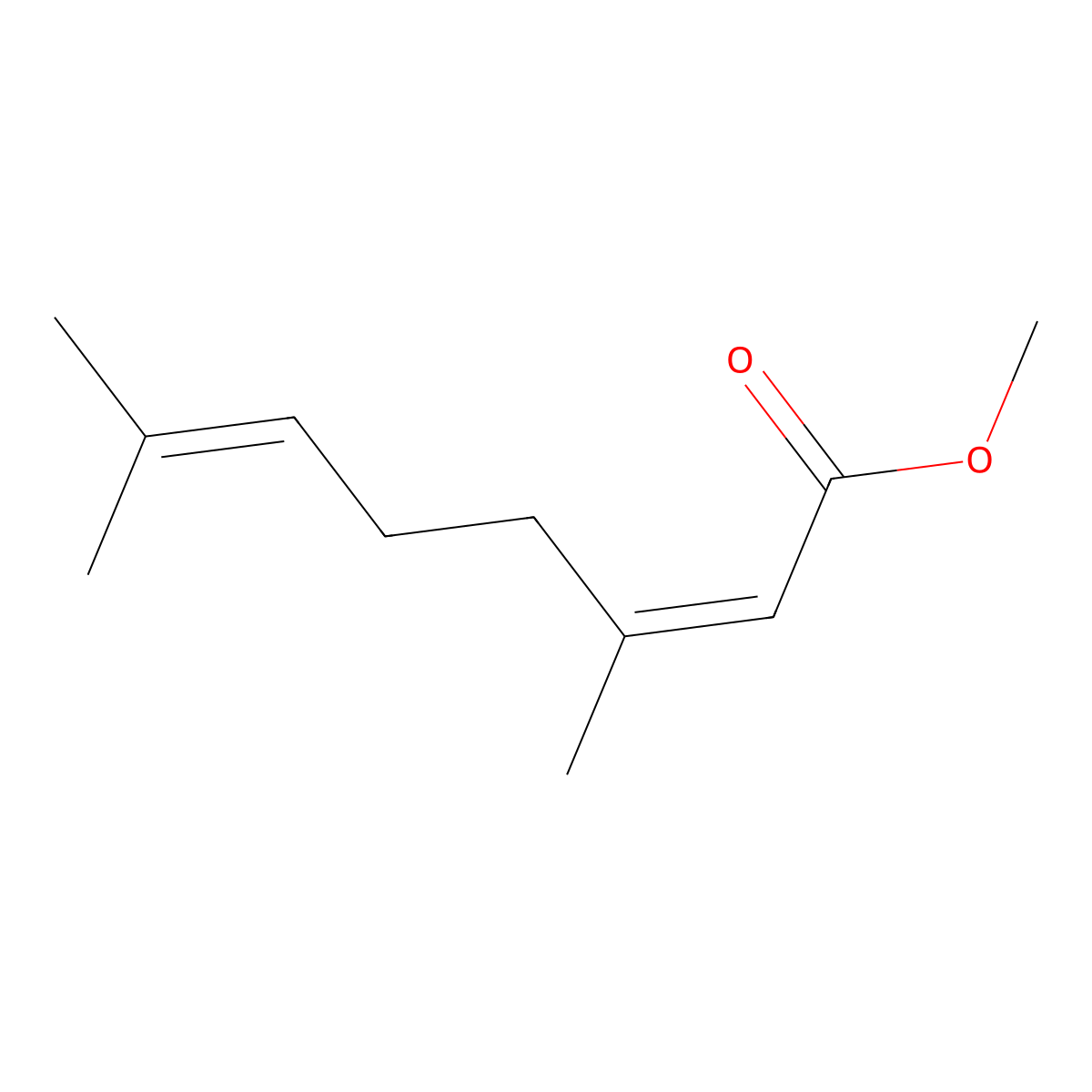 Methyl 3,7-dimethylocta-2,6-dienoate molecular structure, CAS 2349-14-6
