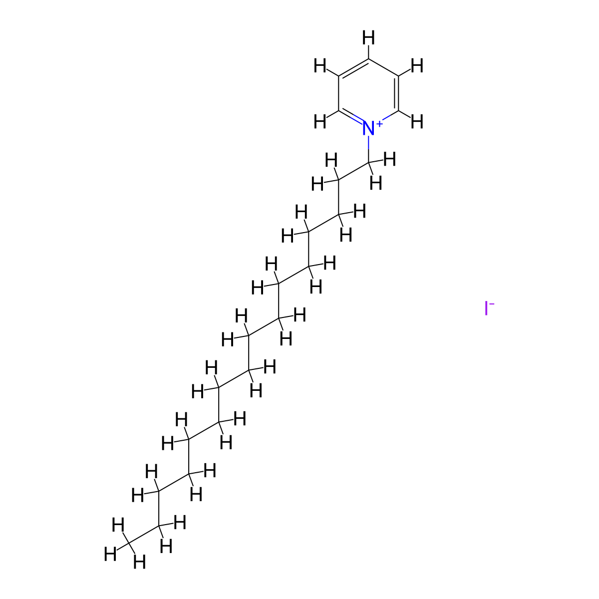 Cetylpyridinium iodide molecular structure, CAS 2349-55-5