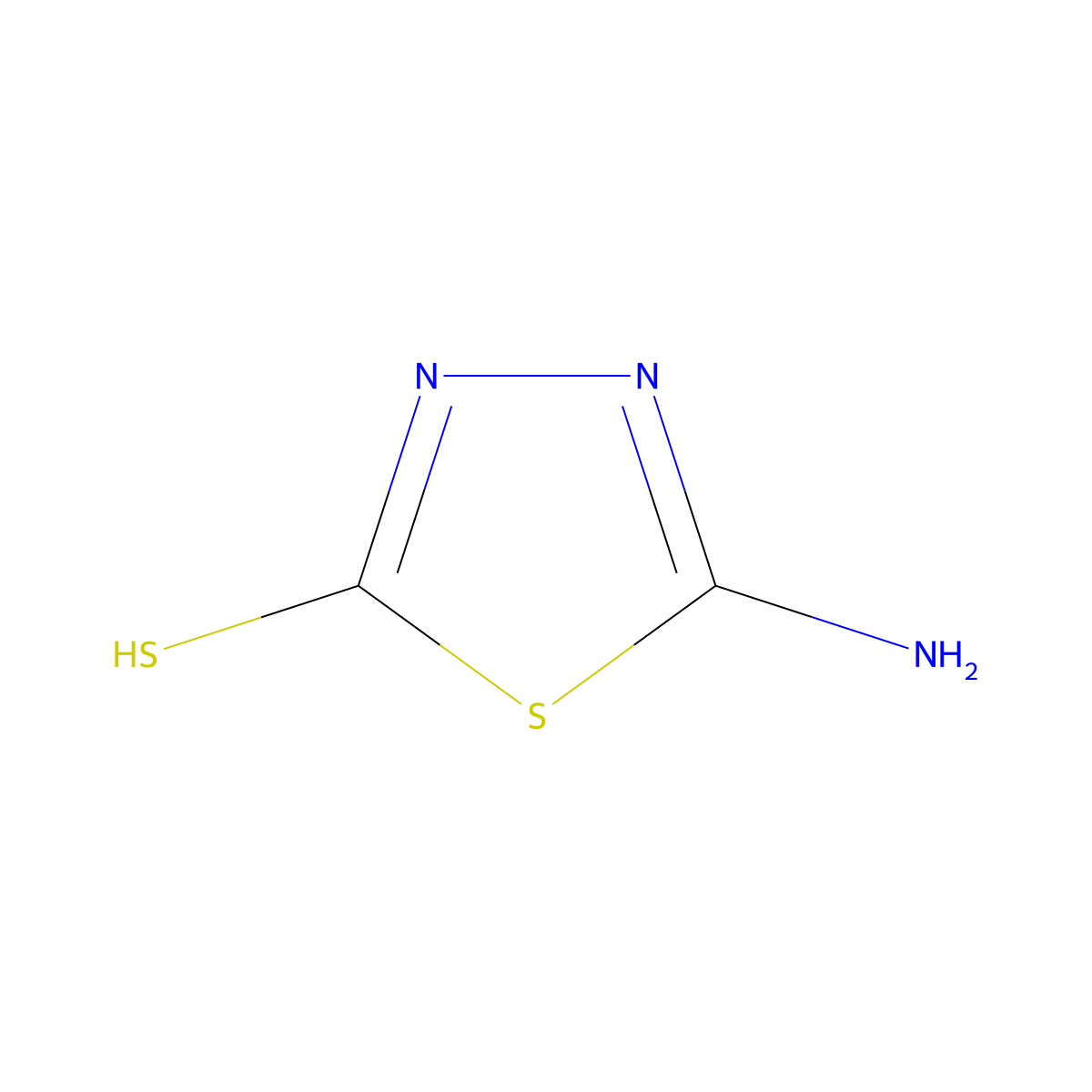 5-amino-1,3,4-thiadiazole-2-thiol molecular structure, CAS 2349-67-9