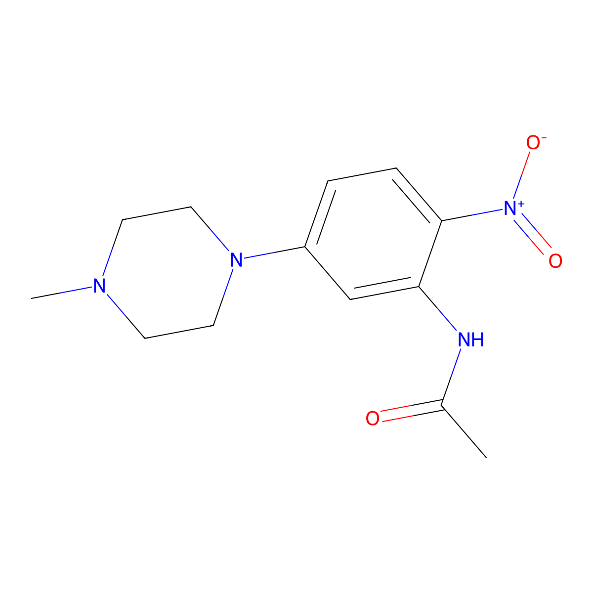 N-[5-(4-methylpiperazin-1-yl)-2-nitrophenyl]acetamide molecular structure, CAS 23491-47-6