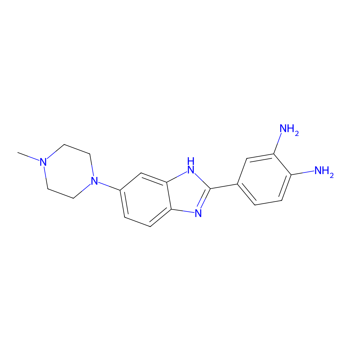 4-(6-(4-Methyl-1-piperazinyl)-1H-benzimidazol-2-yl)-1,2-benzenediamine molecular structure, CAS 23491-49-8