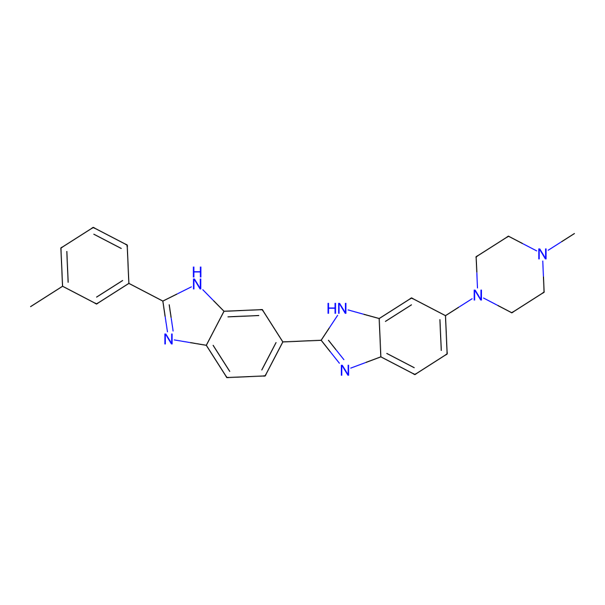 2-(3-methylphenyl)-6-[6-(4-methylpiperazin-1-yl)-1H-benzimidazol-2-yl]-1H-benzimidazole molecular structure, CAS 23491-54-5