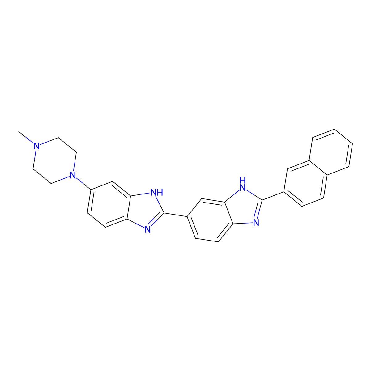 6-(4-Methylpiperazin-1-yl)-2'-(naphthalen-2-yl)-1H,3'H-2,5'-bibenzo[d]imidazole molecular structure, CAS 23491-55-6