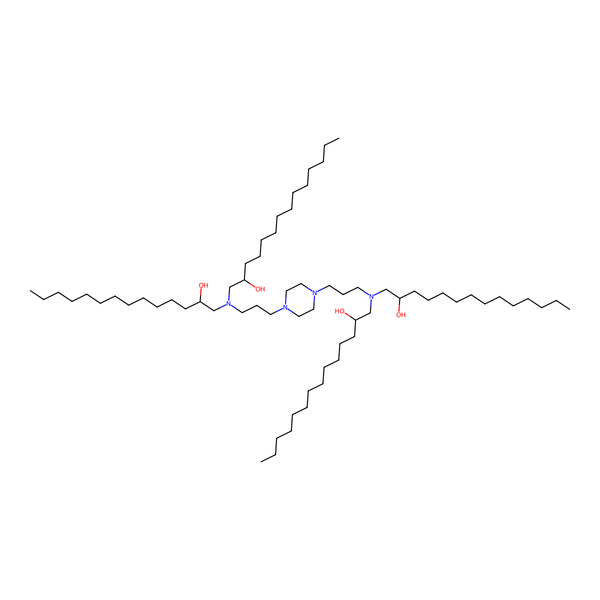 1-[3-[4-[3-[Bis(2-hydroxytetradecyl)amino]propyl]piperazin-1-yl]propyl-(2-hydroxytetradecyl)amino]tetradecan-2-ol molecular structure, CAS 2349307-32-8