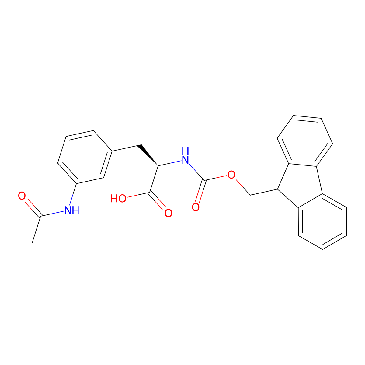(R)-2-((((9H-Fluoren-9-yl)methoxy)carbonyl)amino)-3-(3-acetamidophenyl)propanoic acid molecular structure, CAS 2349316-26-1