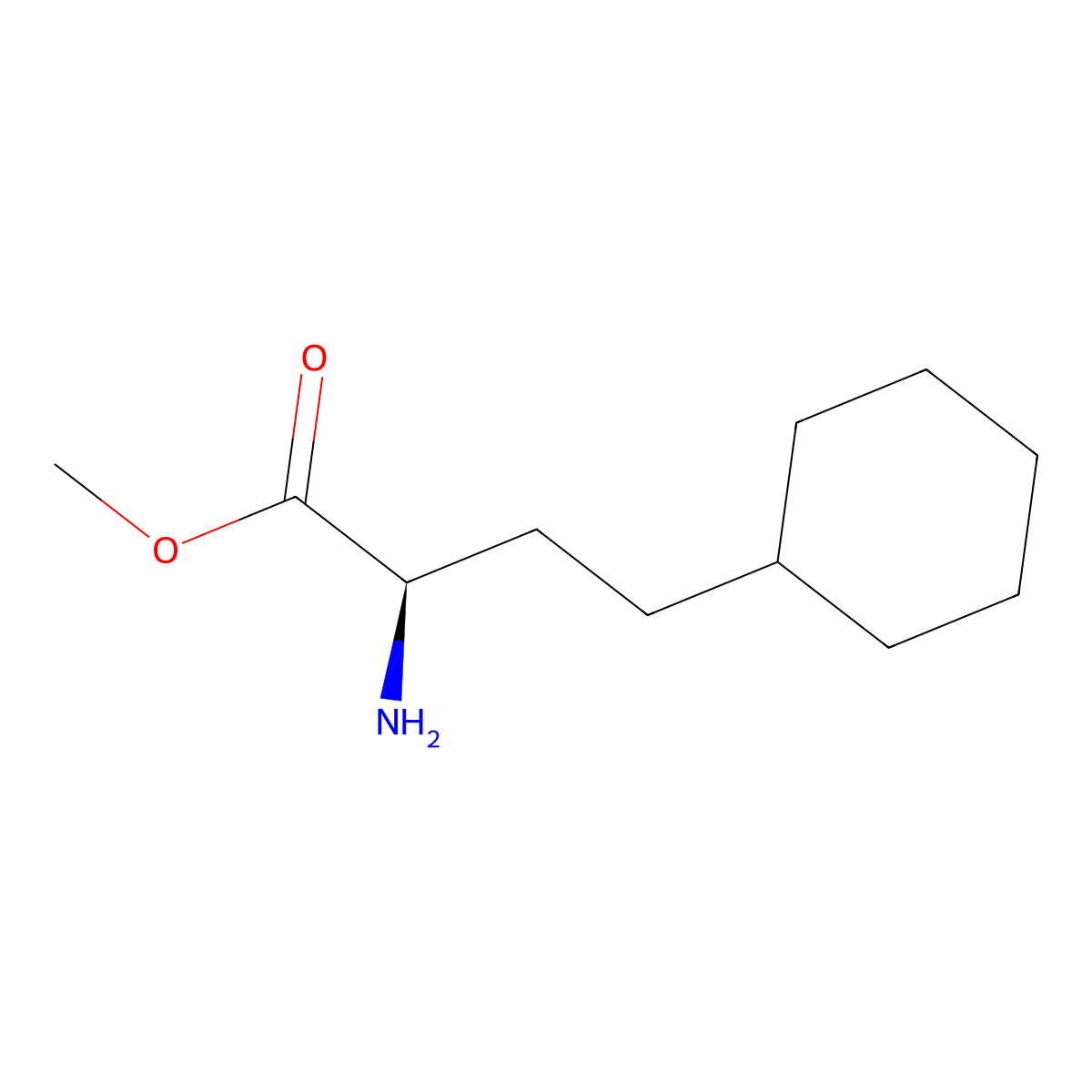 methyl (2R)-2-amino-4-cyclohexylbutanoate molecular structure, CAS 2349332-88-1