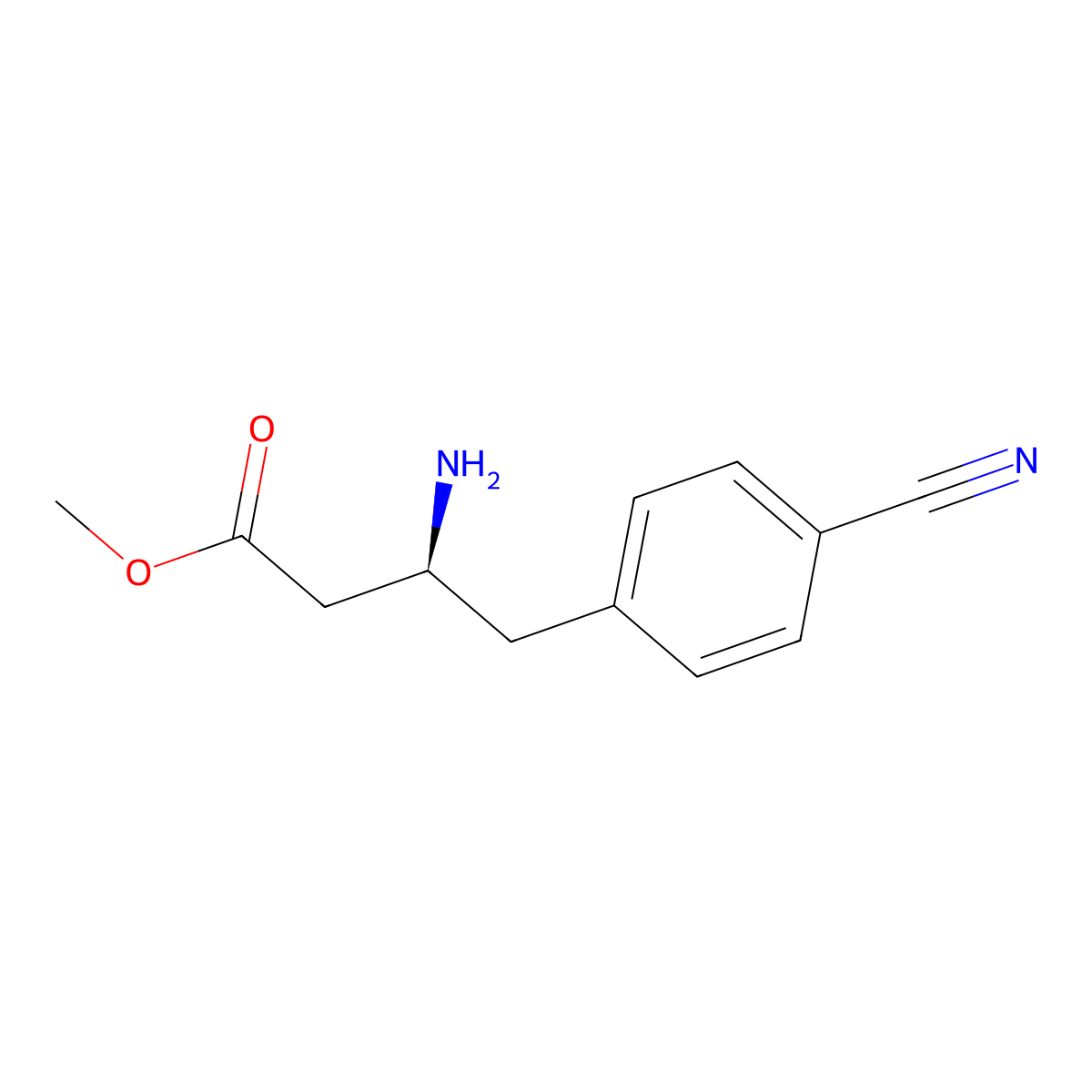 methyl (3S)-3-amino-4-(4-cyanophenyl)butanoate molecular structure, CAS 2349339-32-6