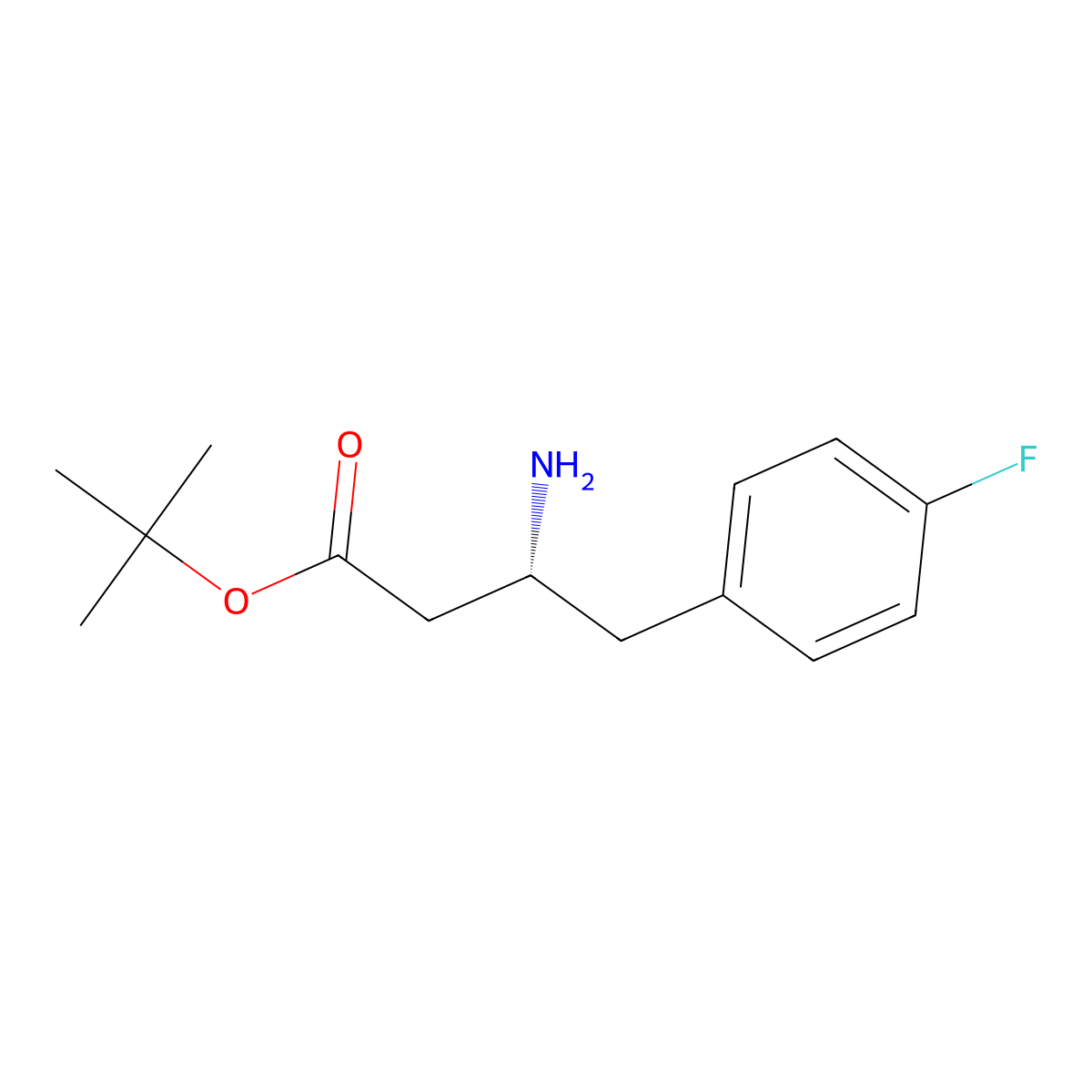 tert-butyl (3R)-3-amino-4-(4-fluorophenyl)butanoate molecular structure, CAS 2349340-67-4