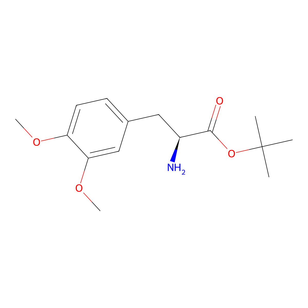 tert-butyl (2S)-2-amino-3-(3,4-dimethoxyphenyl)propanoate molecular structure, CAS 2349345-74-8