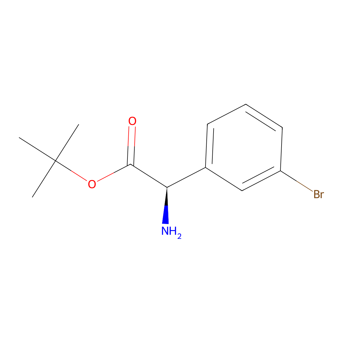 tert-butyl (2R)-2-amino-2-(3-bromophenyl)acetate molecular structure, CAS 2349346-23-0