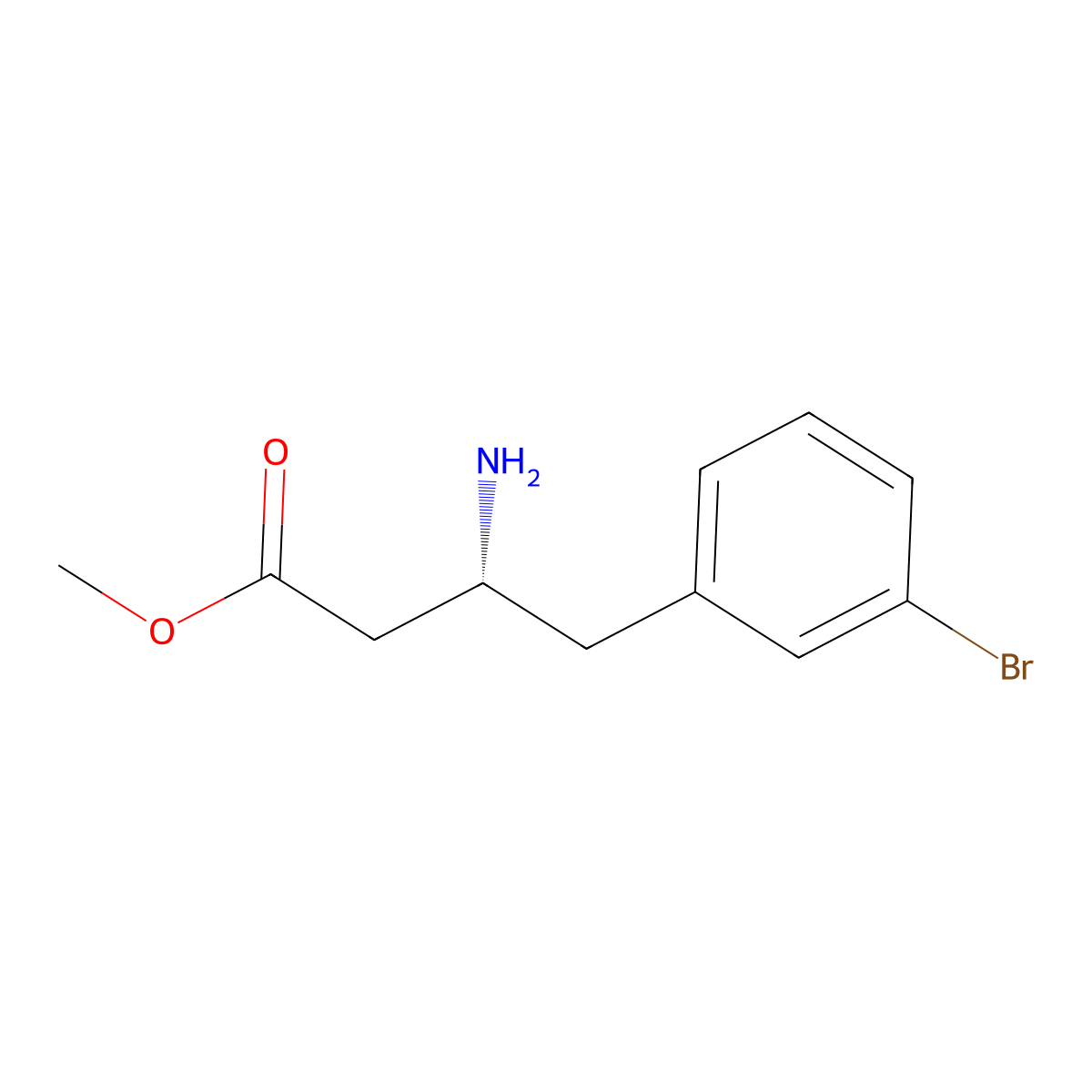 methyl (3R)-3-amino-4-(3-bromophenyl)butanoate molecular structure, CAS 2349353-37-1
