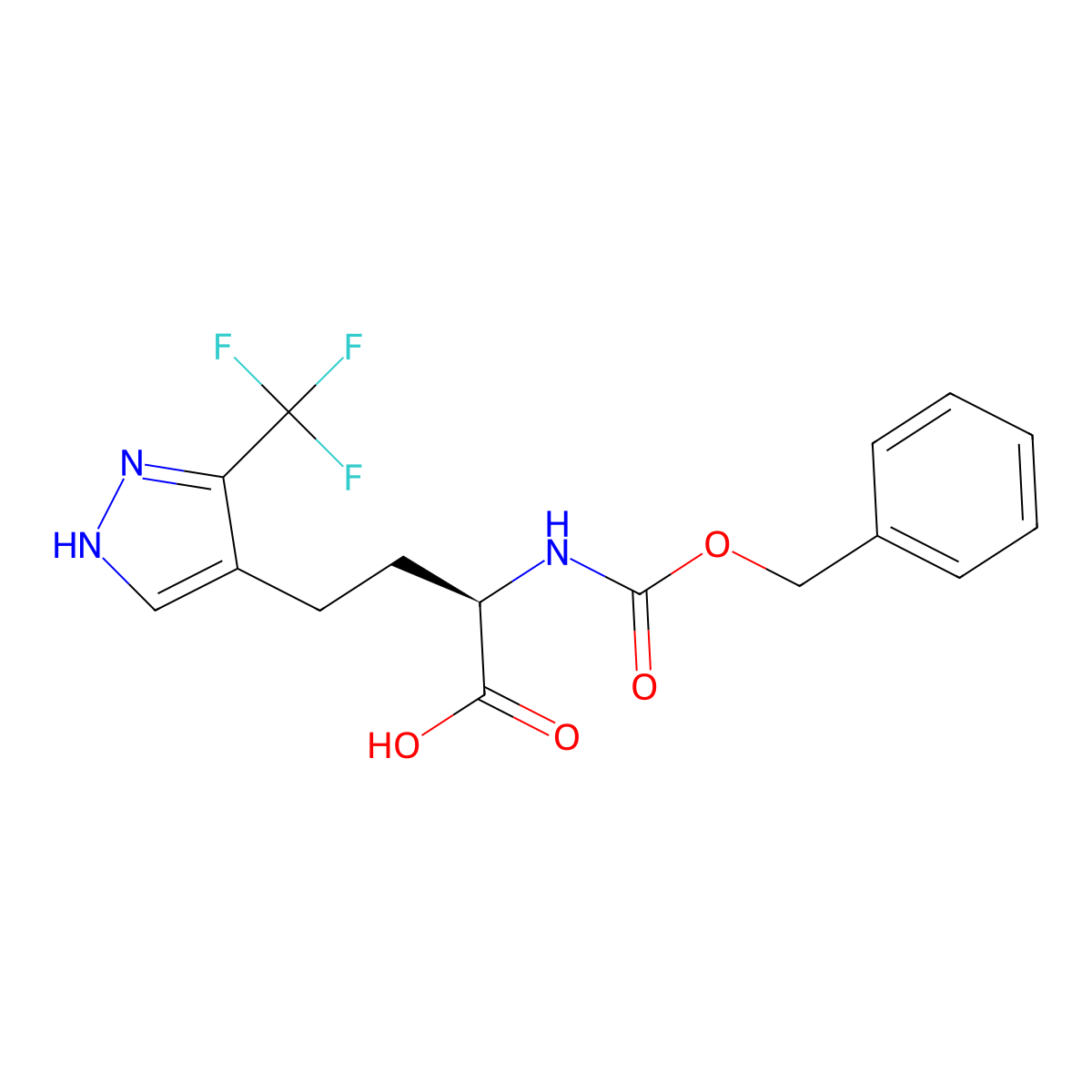 (2R)-2-{[(benzyloxy)carbonyl]amino}-4-[3-(trifluoromethyl)-1H-pyrazol-4-yl]butanoic acid molecular structure, CAS 2349354-11-4