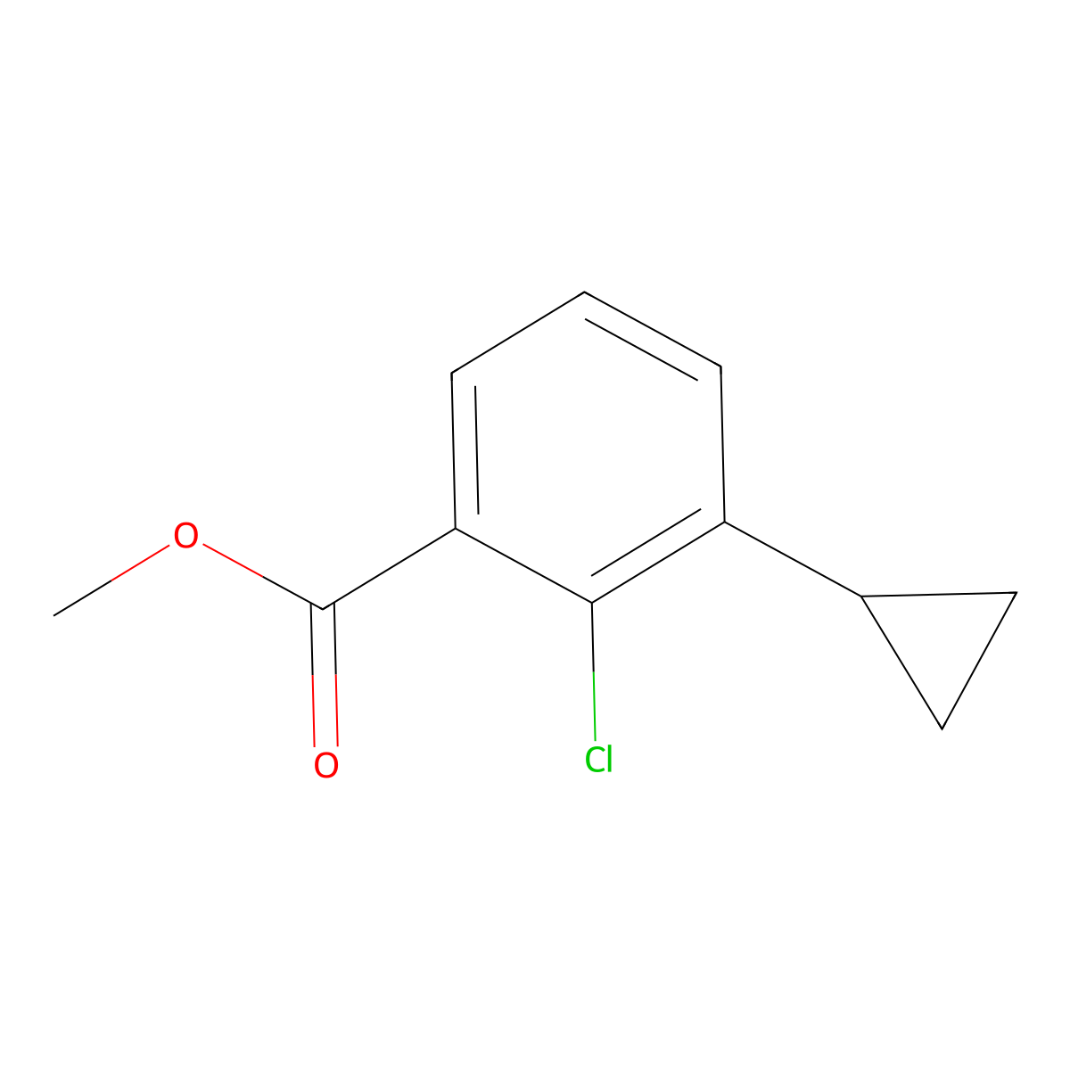 Benzoic acid, 2-chloro-3-cyclopropyl-, methyl ester molecular structure, CAS 2349357-22-6