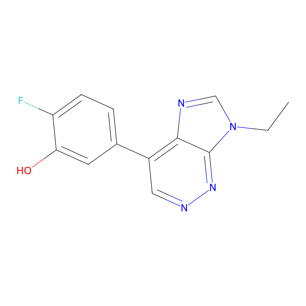 Phenol, 5-(7-ethyl-7H-imidazo[4,5-c]pyridazin-4-yl)-2-fluoro- molecular structure, CAS 2349374-81-6