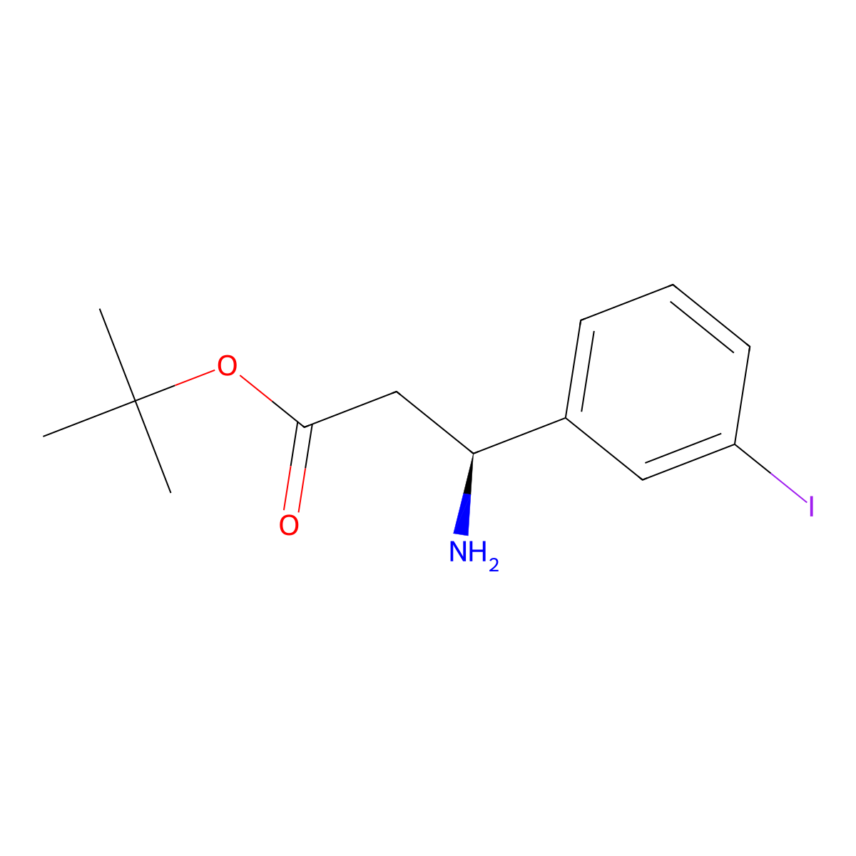 tert-butyl (3S)-3-amino-3-(3-iodophenyl)propanoate molecular structure, CAS 2349382-58-5