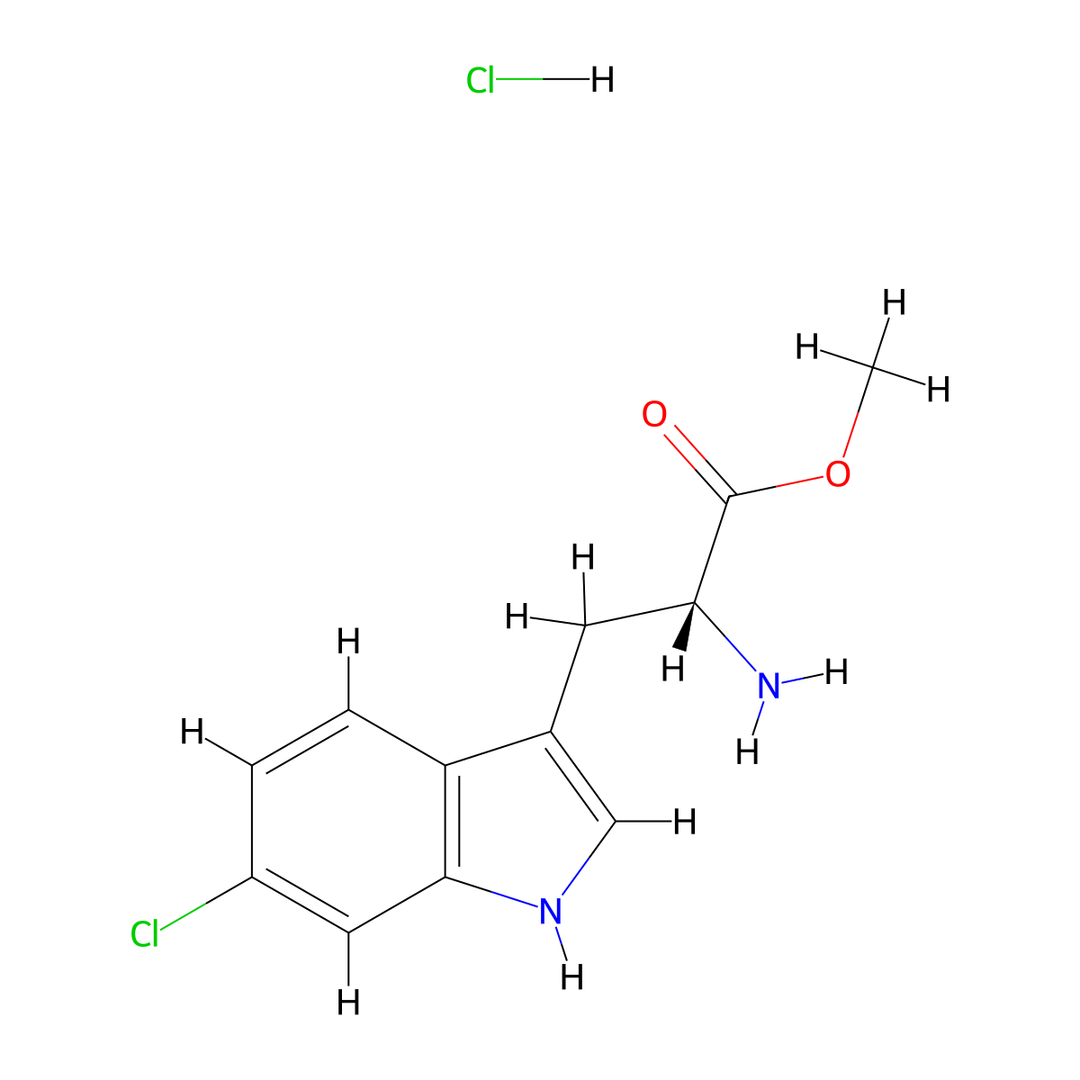 6-Chloro-D-tryptophan methyl ester HCl molecular structure, CAS 2349386-74-7