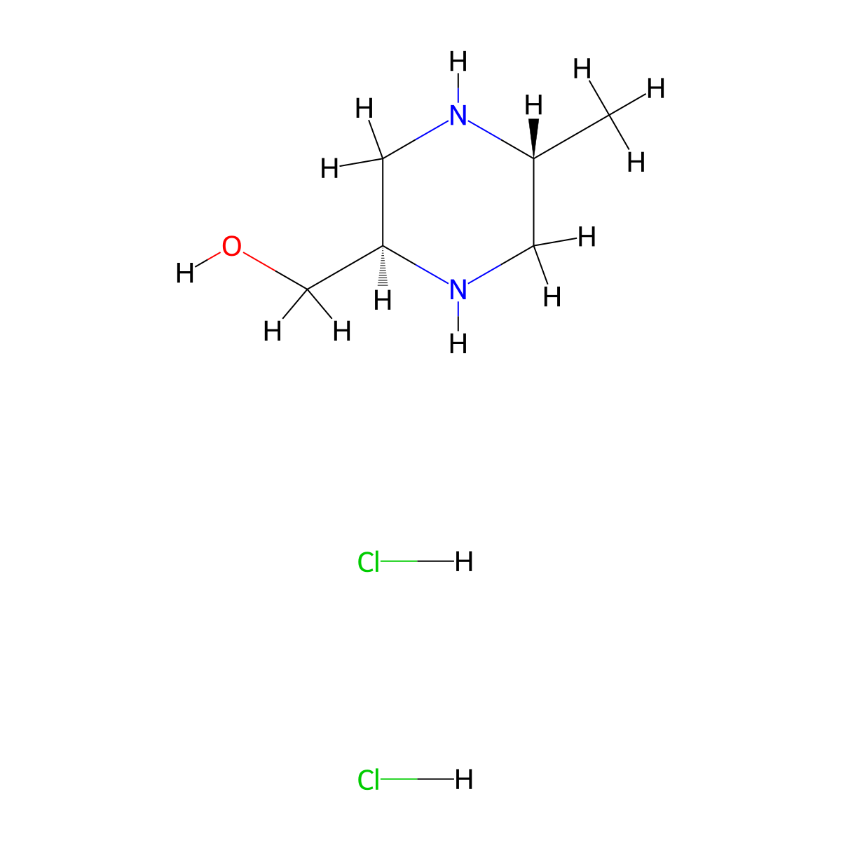 ((2R,5R)-5-Methylpiperazin-2-yl)methanol dihydrochloride molecular structure, CAS 2349395-67-9