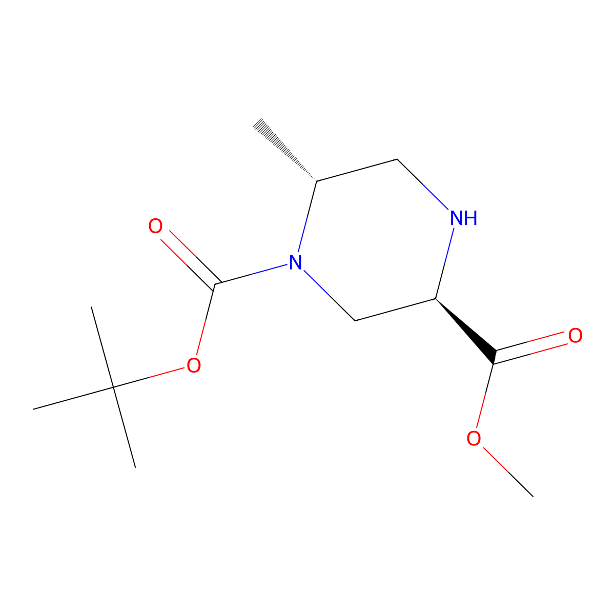 (3R,6R)-1-tert-Butyl 3-methyl 6-methylpiperazine-1,3-dicarboxylate molecular structure, CAS 2349395-78-2